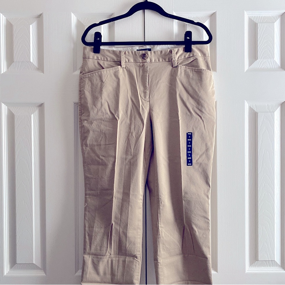 LANDS’ END COTTON STRETCH CHINOS PANTS OFFICE NEUTRAL ACADEMIA Khaki Tan 12